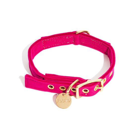 Pink Washable Velvet Dog & Cat Collar