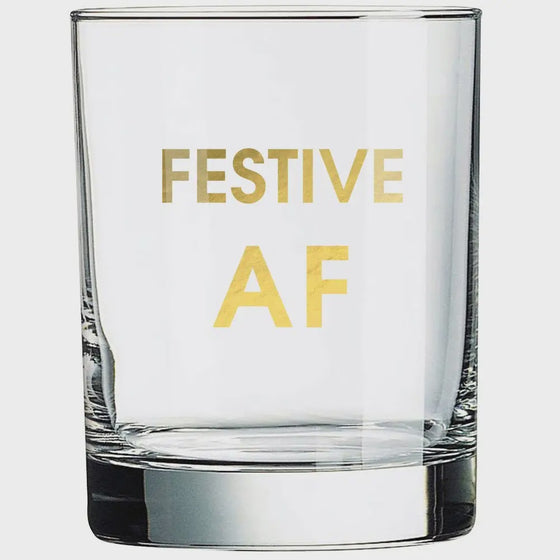 "Festive AF"  Rock Glass