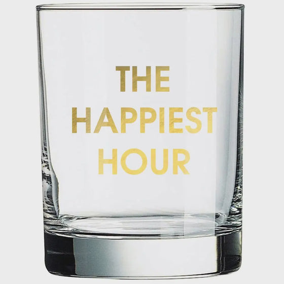 "The Happiest Hour" Rock Glass