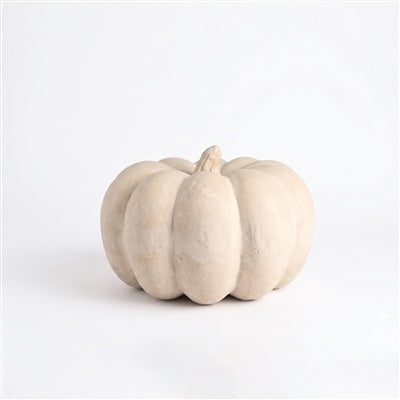 Paper Mache Pumkin 9.6” - White