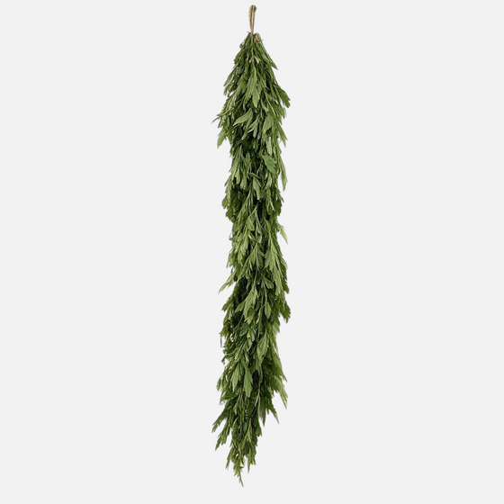 Citrine Home 72-inch Norfolk pine garland with a realistic natural touch texture hanging vertically