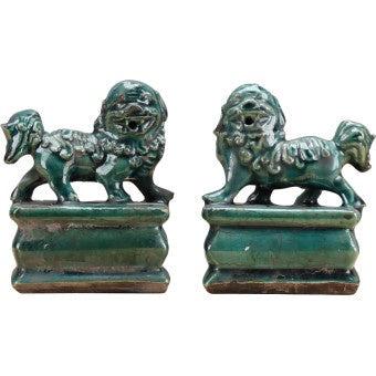 Green Foo Dog Pair