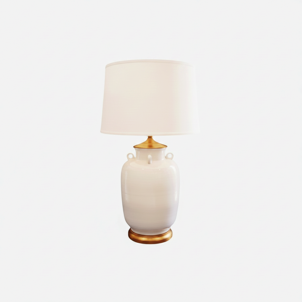 Blanc de Chine Glaze Jar Lamp w/Gilt Base
