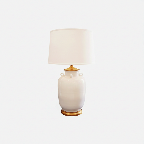 Blanc de Chine Glaze Jar Lamp w/Gilt Base