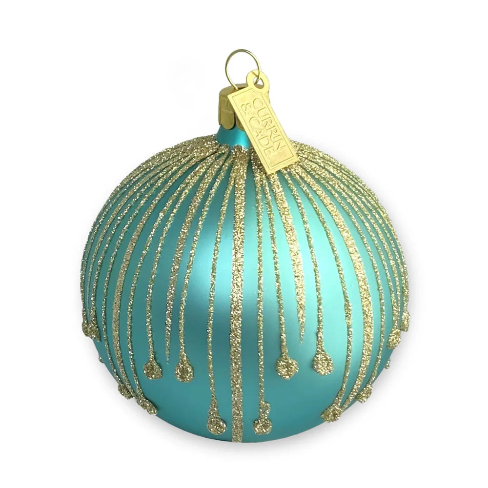 Drips Ornament, Aqua & Gold