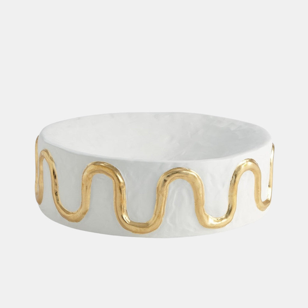 Serpentine Bowl, White/Gold