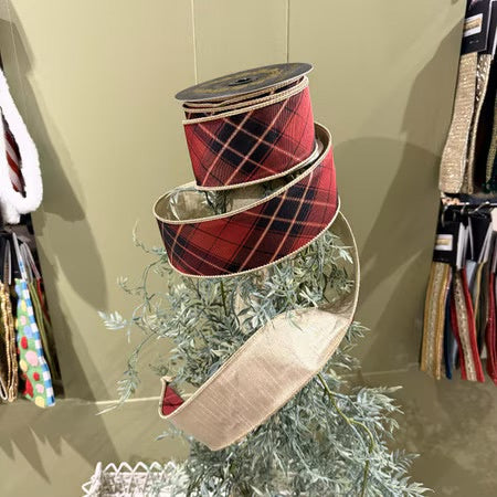 Burgundy Plaid Ribbon - 2.5"