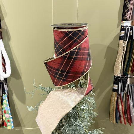 Burgundy Plaid Ribbon - 4"