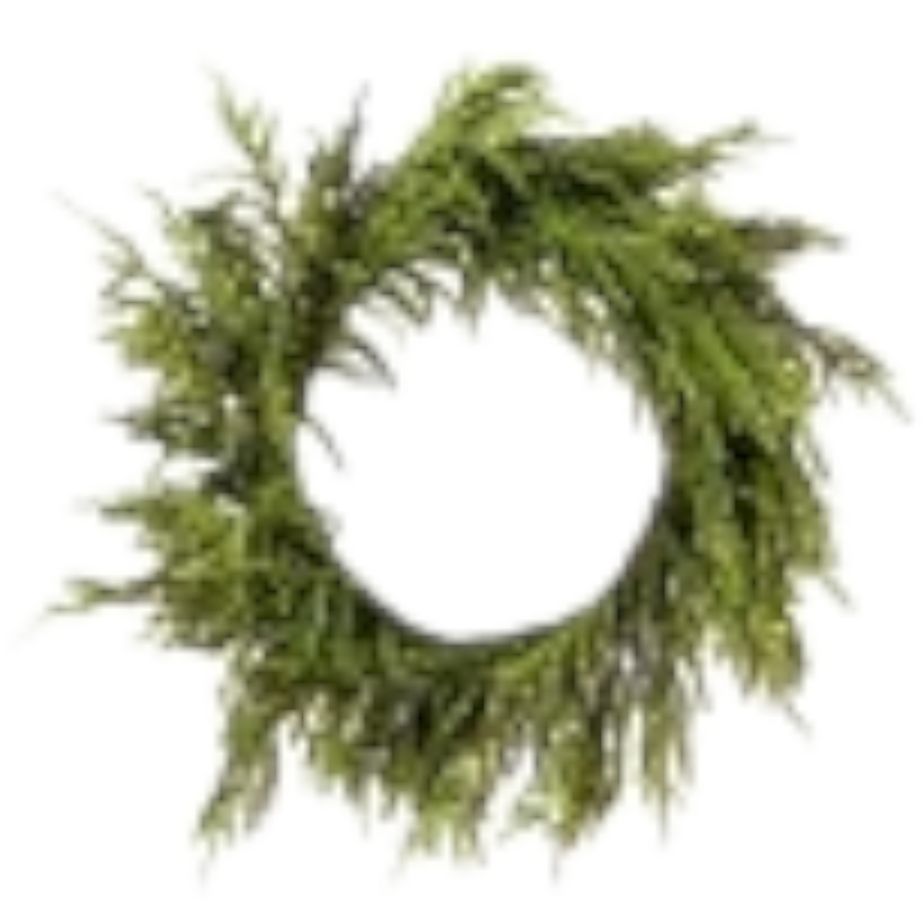 Citrine Home 24-inch Norfolk Pine holiday wreath with realistic green foliage for seasonal home decor