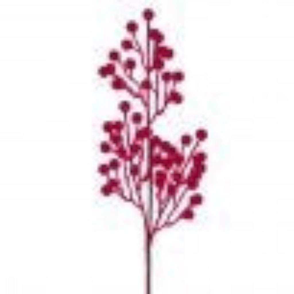 Citrine Home 27-inch flocked berry spray in deep red for holiday floral arrangements and Christmas decor