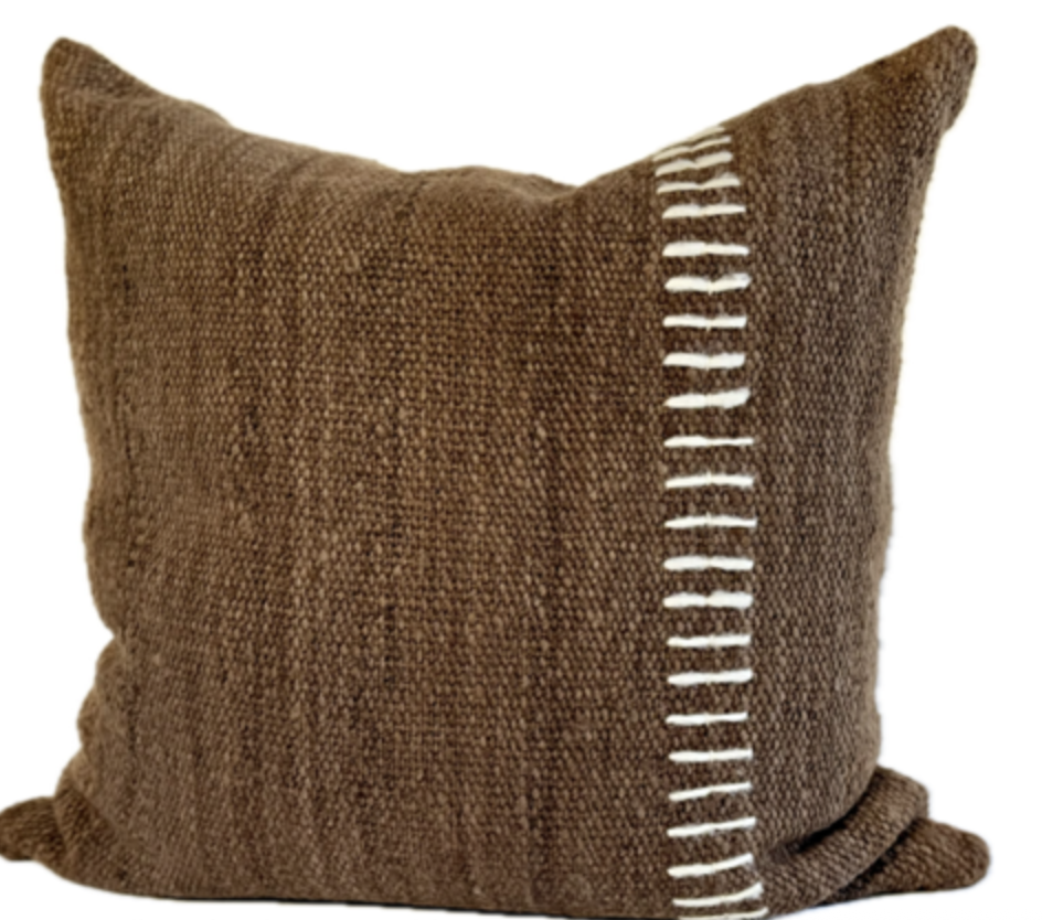 Railroad Pillow, Tobacco & White, 26"