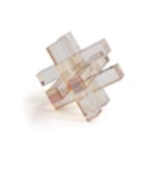 Crystal Glass Interlocking Bookend - Light Amber