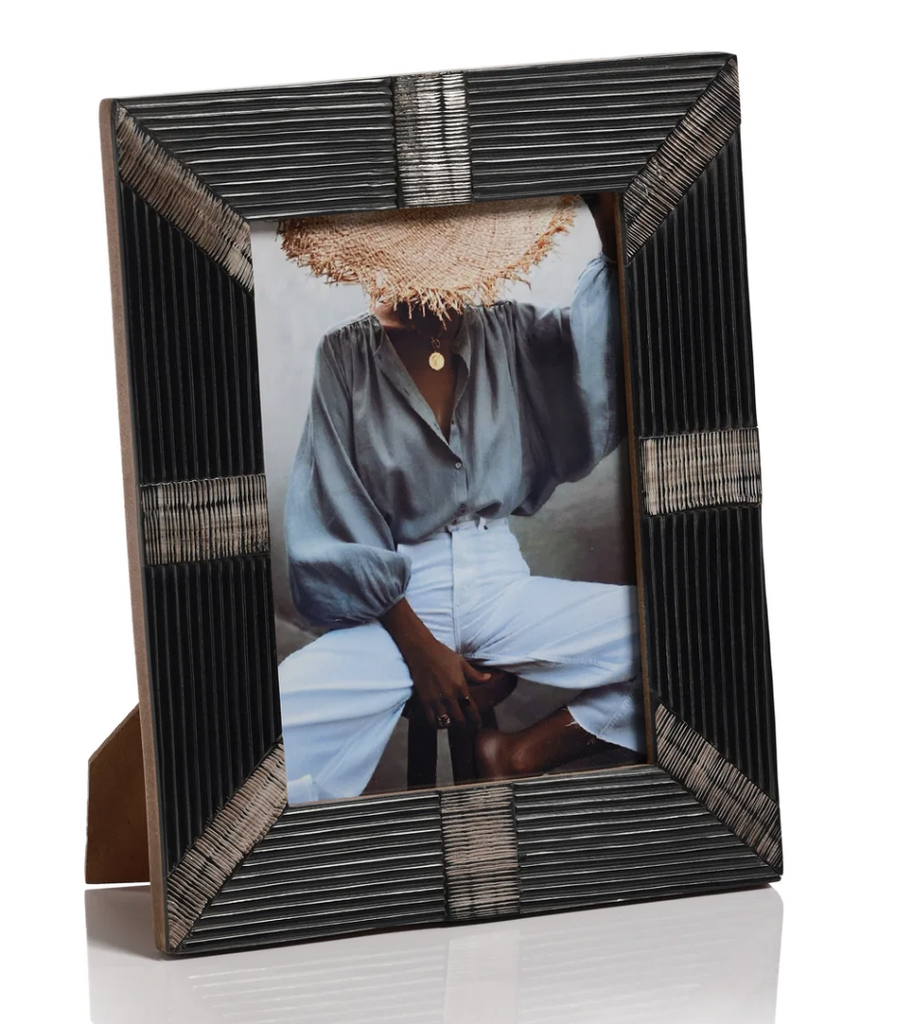 Black Ribbed Horn & Shagrin Photo Frame/5x7