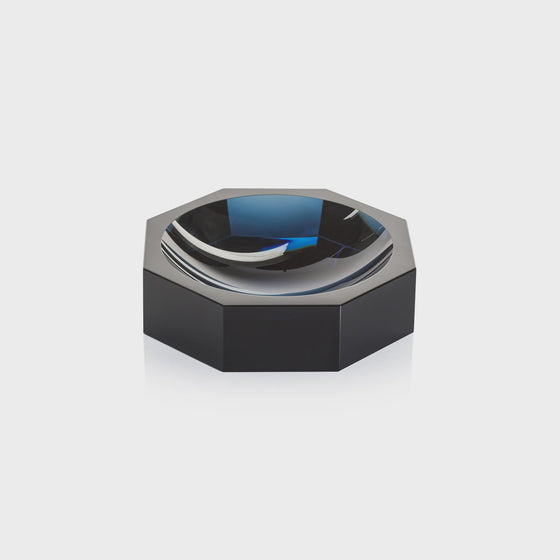 Glass Octagon Bowl/Blue