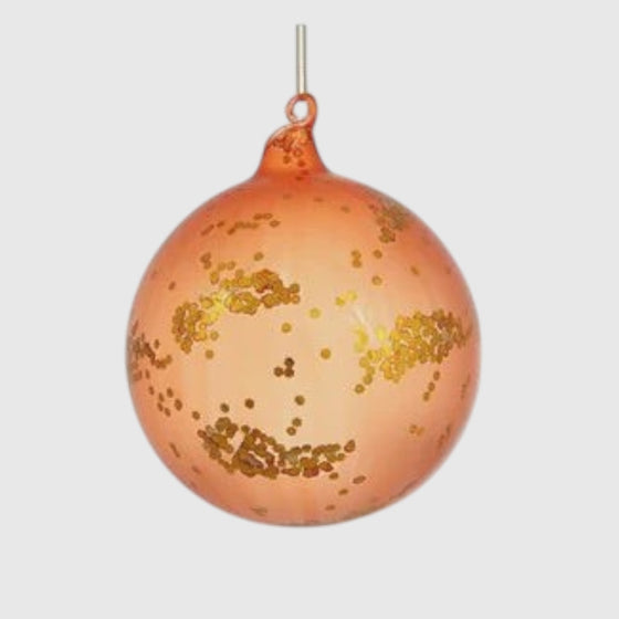 Citrine Home 120mm coral glass Christmas ornament decorated with shimmering gold sequins