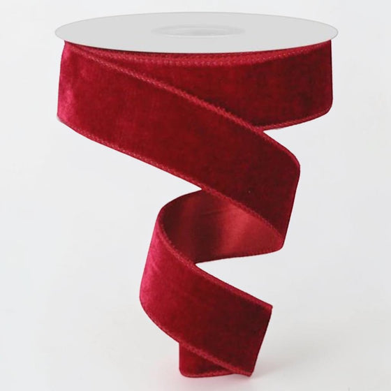 Citrine Home cranberry red deluxe velvet holiday ribbon on a spool, 1.5 inches wide for festive gift wrapping
