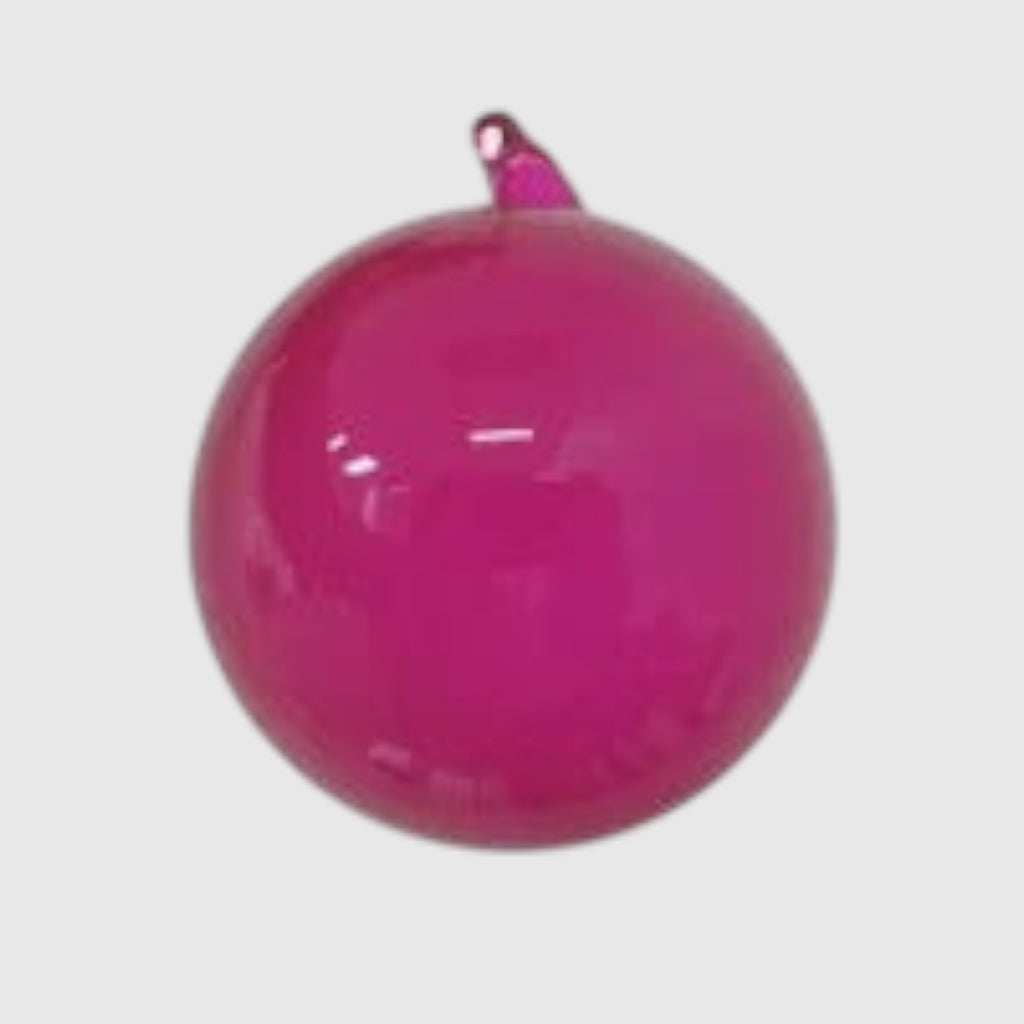 Citrine Home 120 mm fuchsia bubblegum glass ornament with a smooth, glossy finish for holiday decoration.
