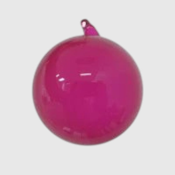 Citrine Home 120 mm fuchsia bubblegum glass ornament with a smooth, glossy finish for holiday decoration.