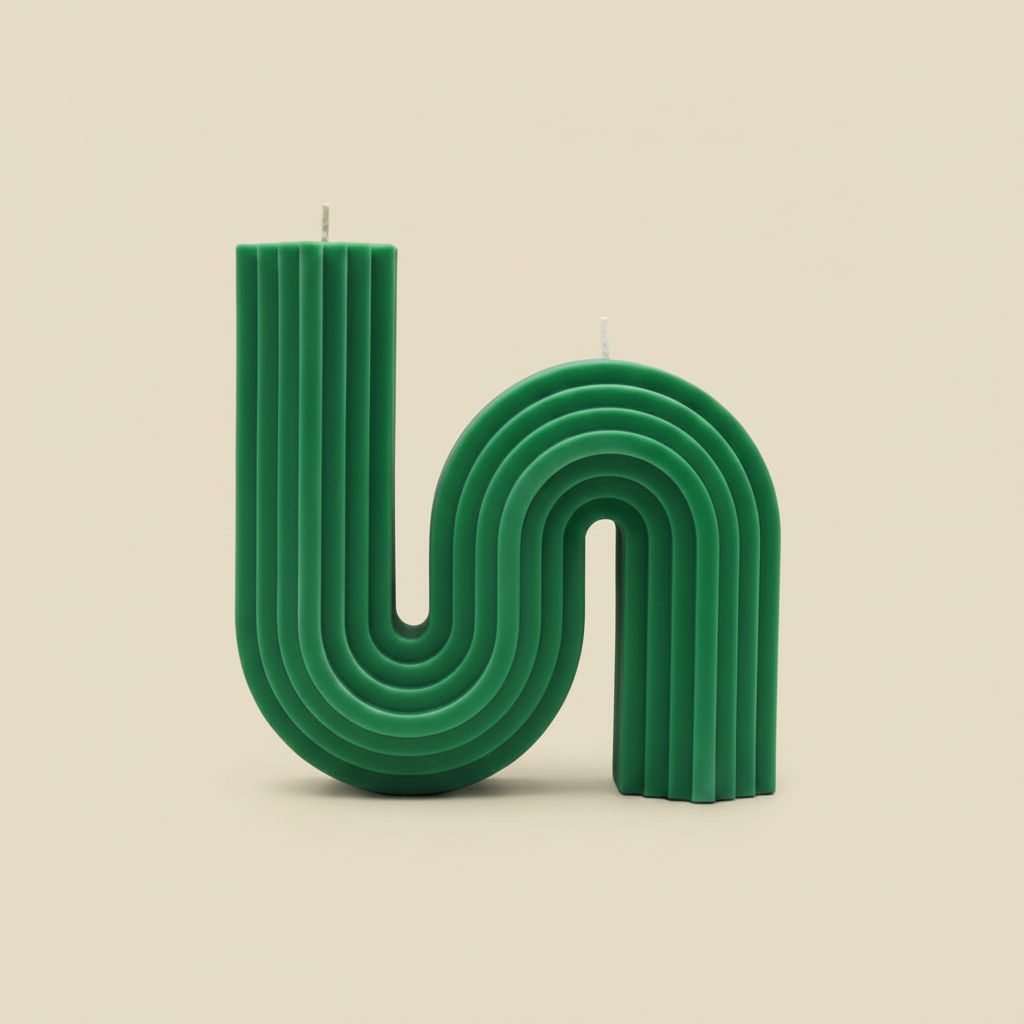 Citrine Home The 70's Candle in green with a unique wavy ribbed design made from a soy beeswax blend