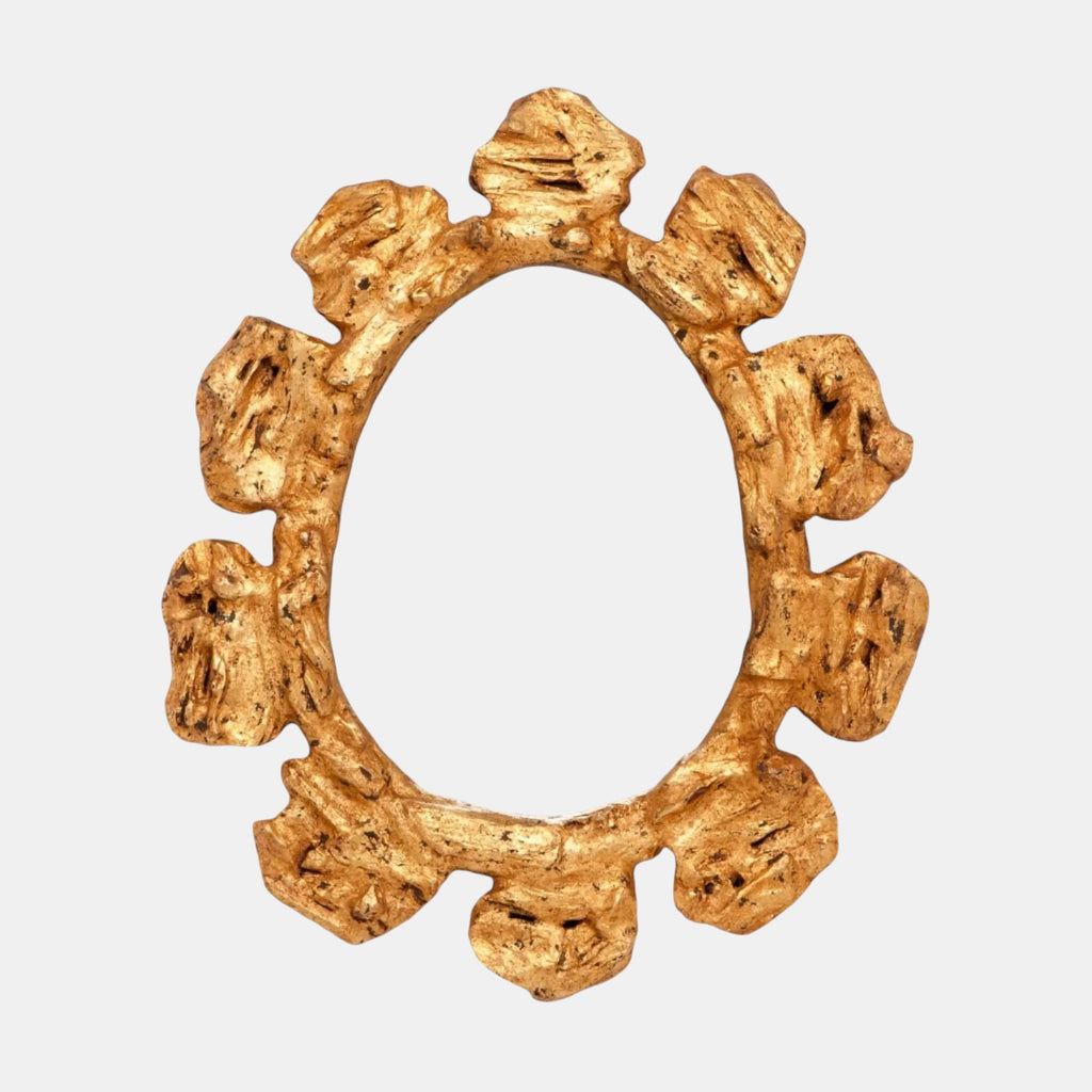 Citrine Home Jilt mirror featuring a gold-leaf frame made from organic reclaimed driftwood chunks.