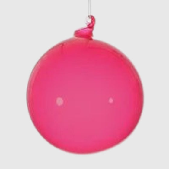 Citrine Home 120 mm light berry bubblegum pink glass Christmas ornament with a smooth, glossy finish.