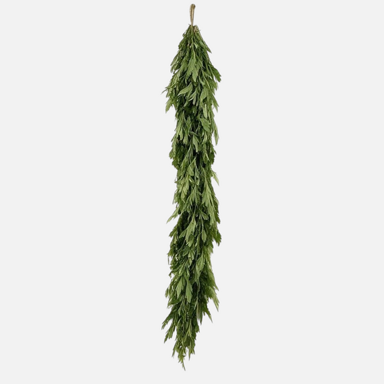 Citrine Home 72-inch Norfolk pine garland with realistic green needles hanging vertically against a white background.