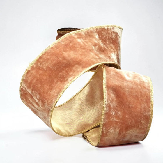 Citrine Home 2.5 inch wide primrose velvet ribbon with metallic gold edges for holiday decor and gift wrapping