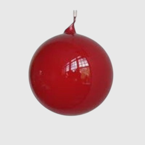 Citrine Home 120 mm red bubblegum glass ornament with a smooth, glossy finish and a twisted top loop.