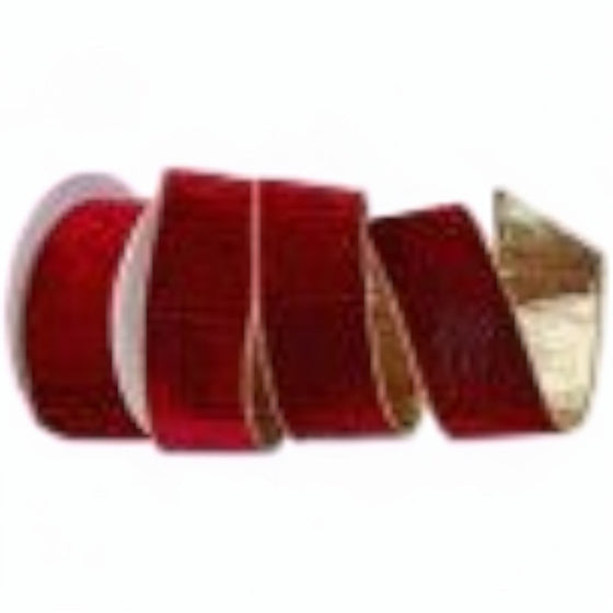 Citrine Home 2.5 inch deluxe red velvet ribbon with a metallic gold backing for holiday gift wrapping and decor