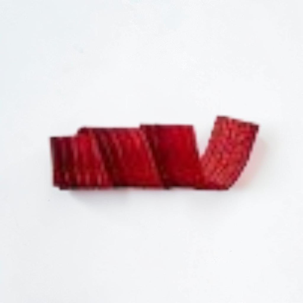 Citrine Home 4-inch red velvet ombre ribbon with a soft textured finish for decorative gift wrapping and crafts.