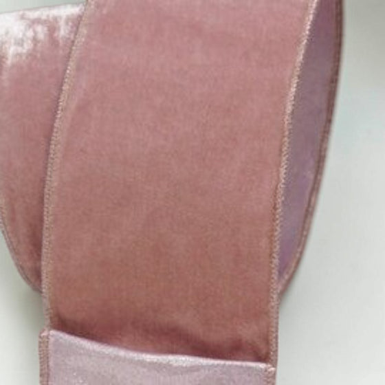 Citrine Home 4-inch wide rose luster velvet ribbon with a soft, shimmering texture for elegant gift wrapping.