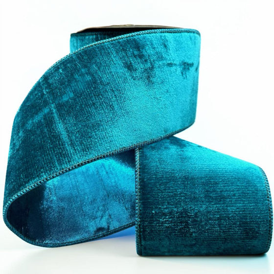 Citrine Home 4-inch wide turquoise velvet ribbon for holiday decorating and gift wrapping