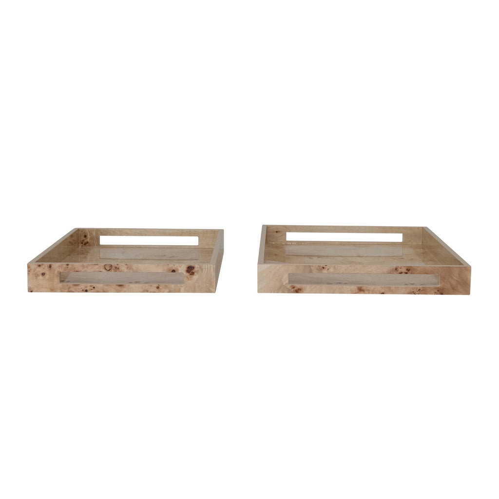 Burl Wood Veneer Tray, Medium