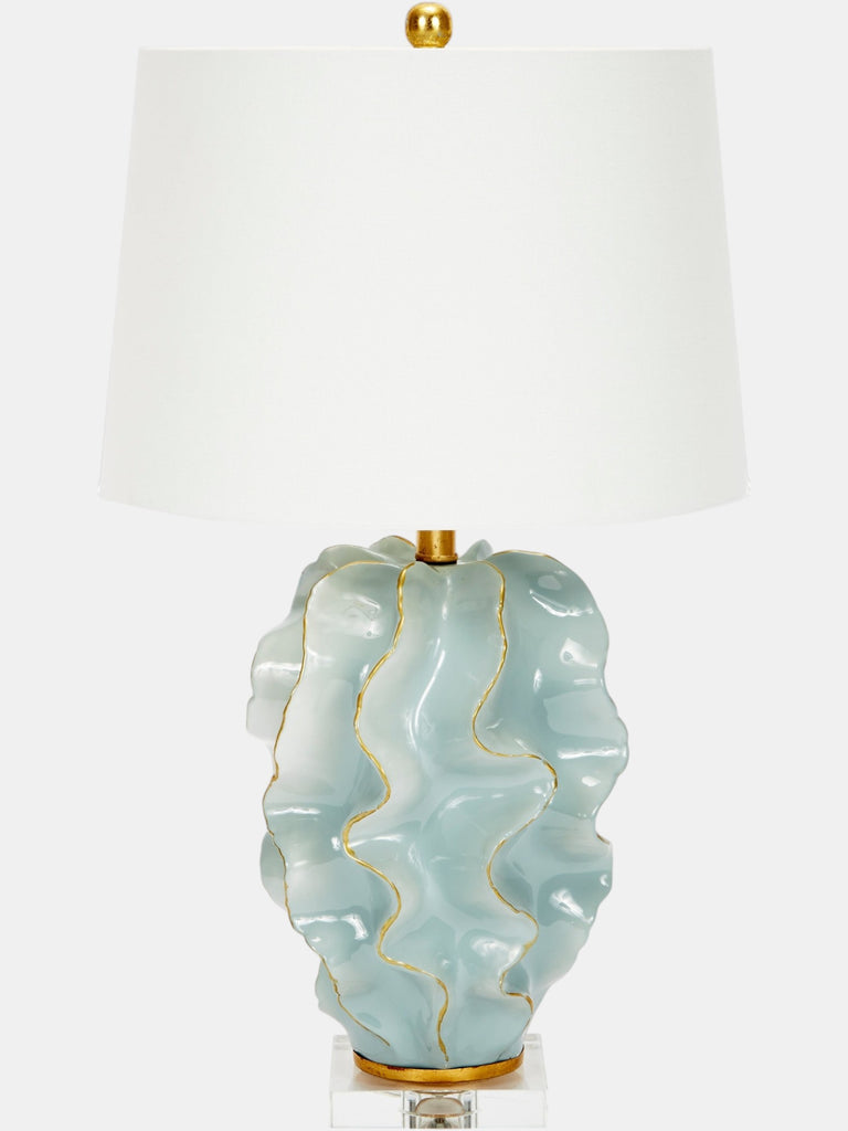 Hannah Ceramic Wave Lamp, Blue