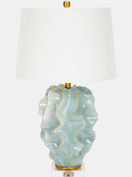 Hannah Ceramic Wave Lamp, Blue