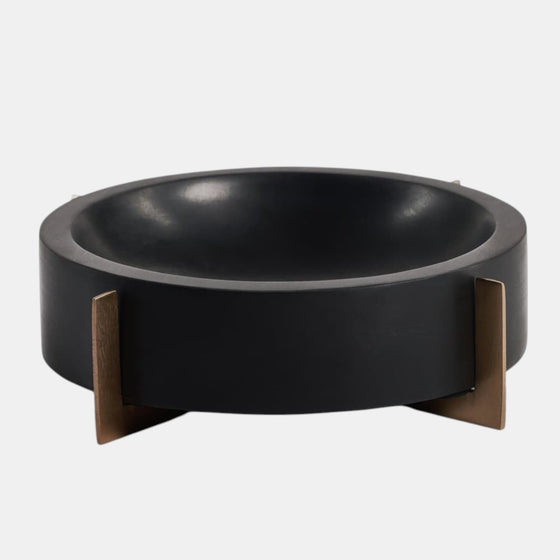 Nairobi Black Marble Bowl, metal base