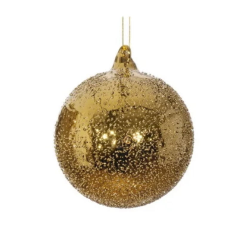 Glass Beaded Ball Ornament, Gold