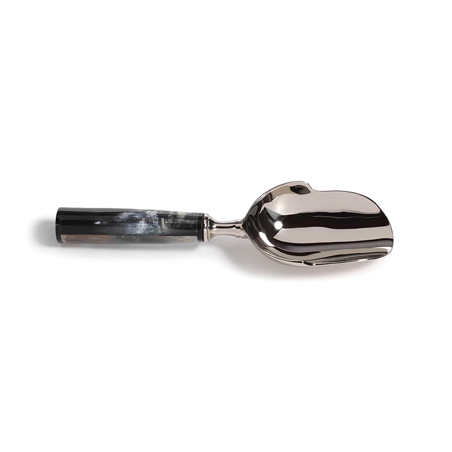 Nickel Ice Scoop w/Horn Handle