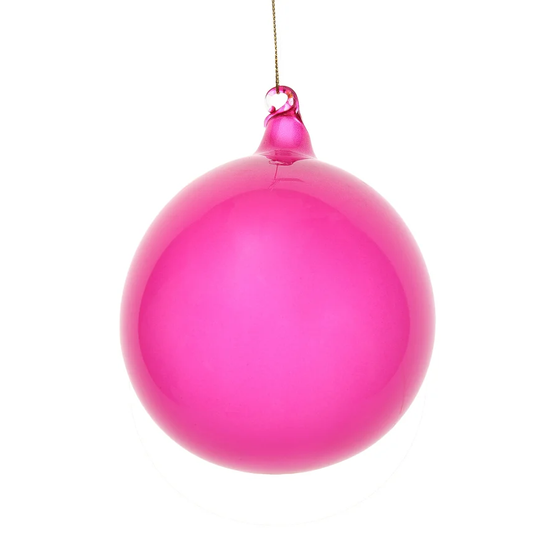 Glitter Bubblegum Ball Ornament, Fuchsia