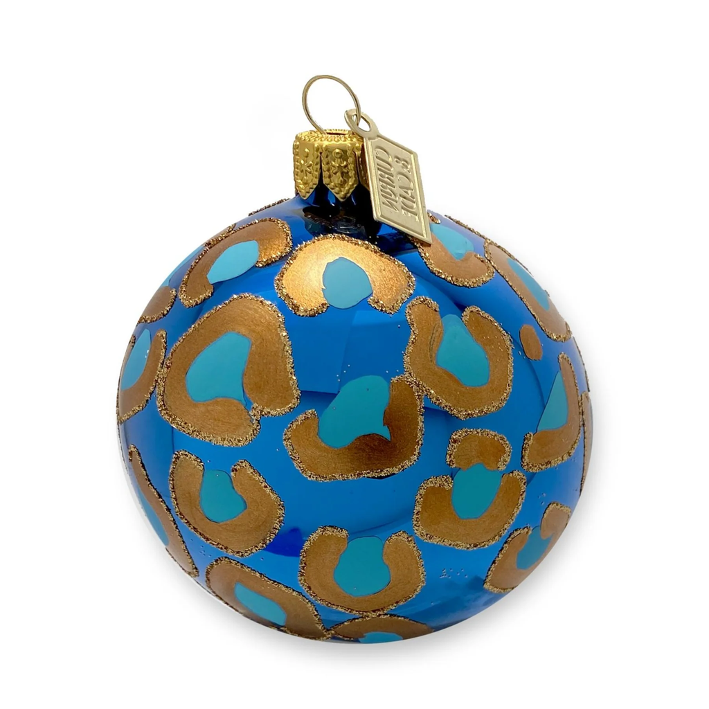 Leopard Ornament, Cornflower and Aqua