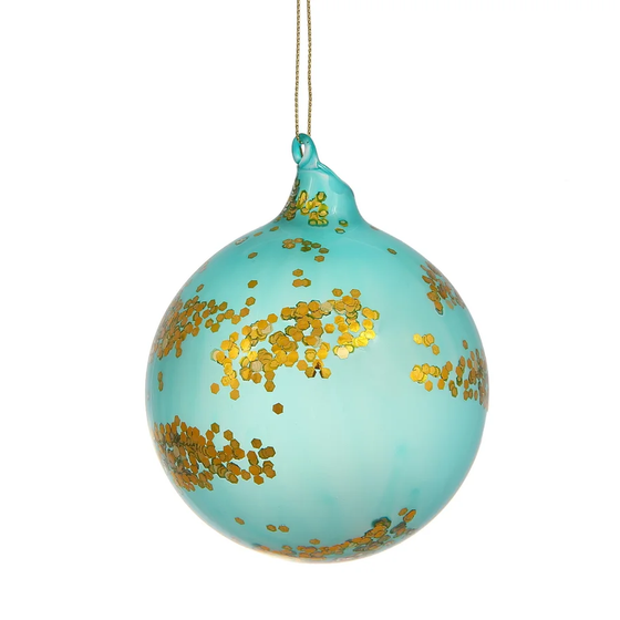 Sequin Ball Ornament, Aqua