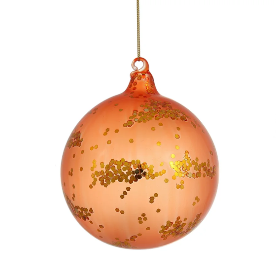 Sequin Ball Ornament, Coral