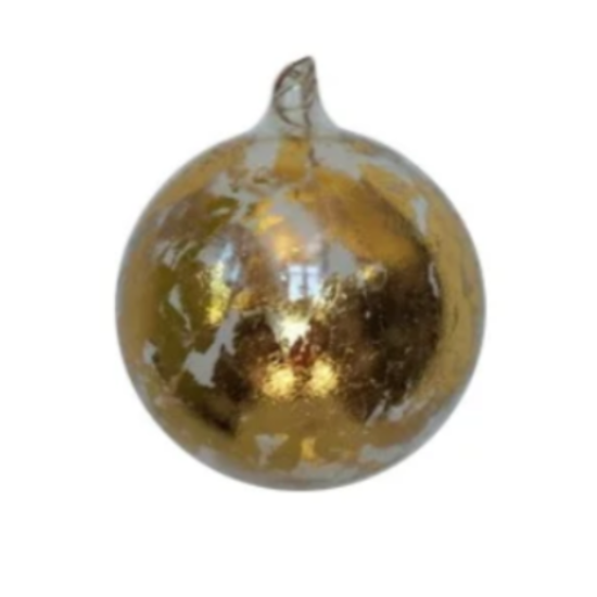 Metallic Leaf Ball Ornament, Clear & Gold