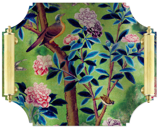 Green Chinoiserie Tray, Large
