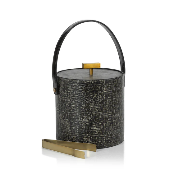 Nika Shagreen Ice Bucket/Tong