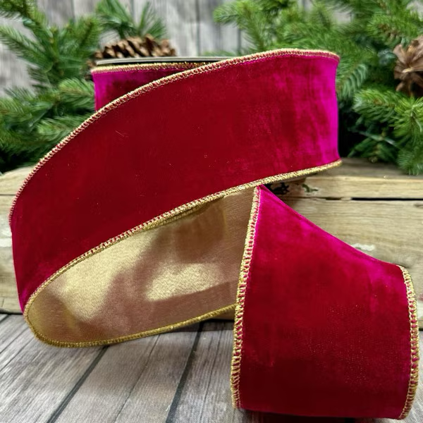 Fuchsia Vintage Velvet, 2.5"