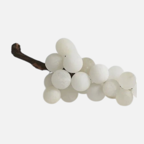 Citrine Home large decorative alabaster grapes with a realistic dark wooden stem on a white background