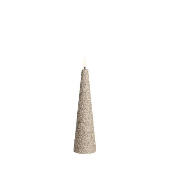 Cone Candle, Champagne Glitter 8.5"