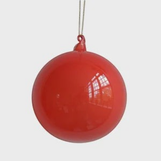 Citrine Home 120 mm coral bubblegum glass Christmas ornament with a glossy finish and hanging string