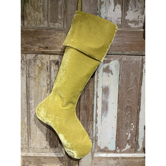 Vintage French Velvet Stocking, Mustard